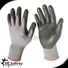 SRSAFETY 15G tejido nylon y spandex recubierto micro espuma nitrilo guante / nitrilo trabajo puntos guantes